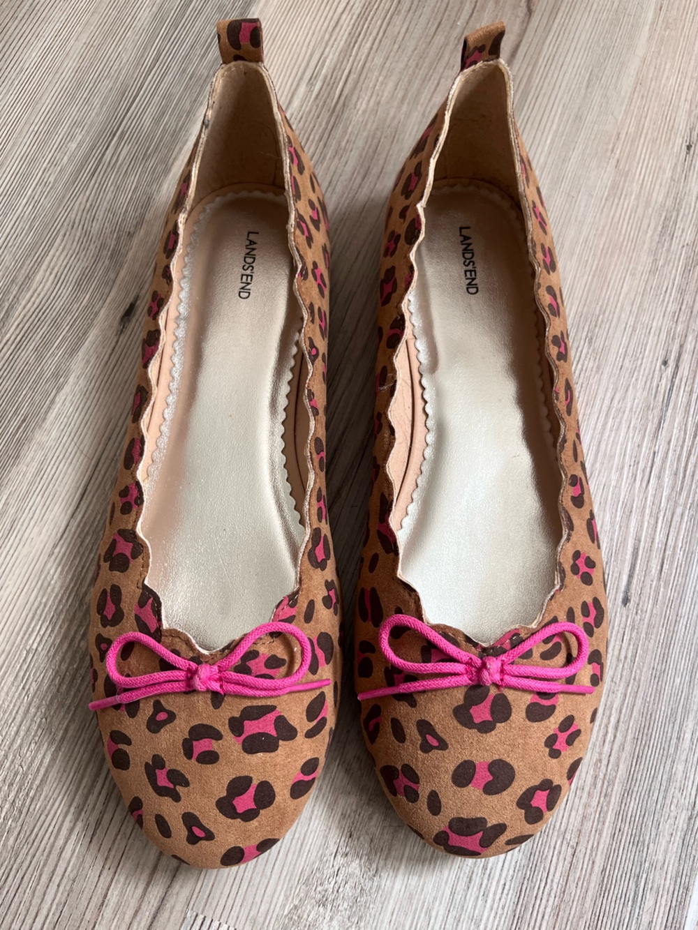 NWT Lands’ End Cheetah Print Ballet Flats, Size 6 Girls
